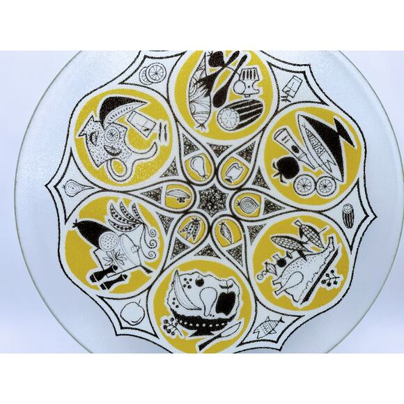 True Vintage MCM Round Glass Cutting Board Trivet - Picture 6 of 7